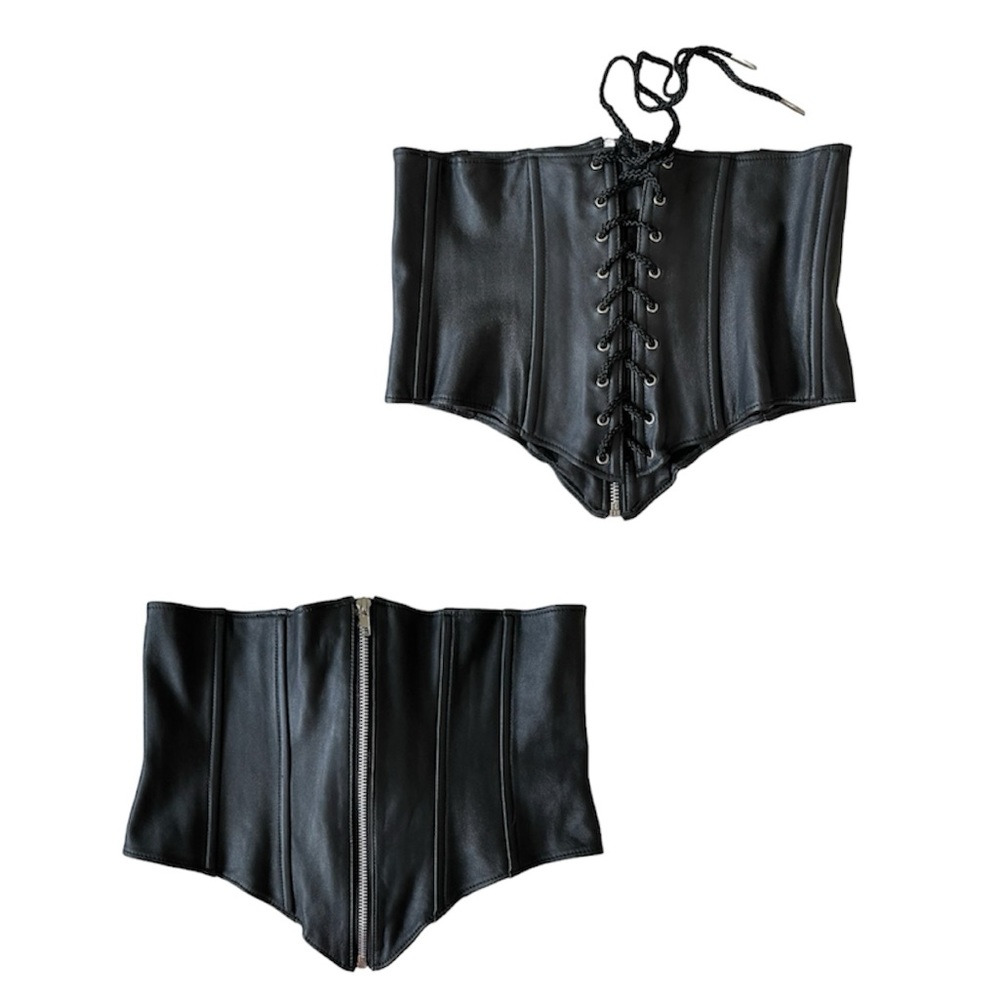 Elegant Moments Leather Under Boob Waist Cincher Corset Top 36 / Medium